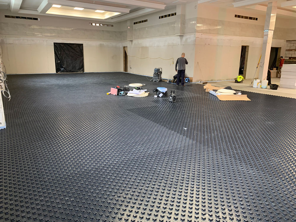 Large underfloor heating installation before screeding